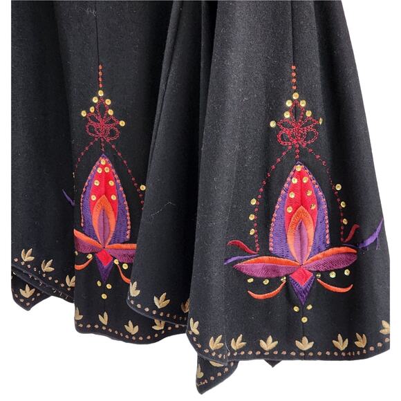 Vintage Nygard Wool Embroidered Skirt 12 | Retro Glam Handkerchief Hem - Picture 5 of 11